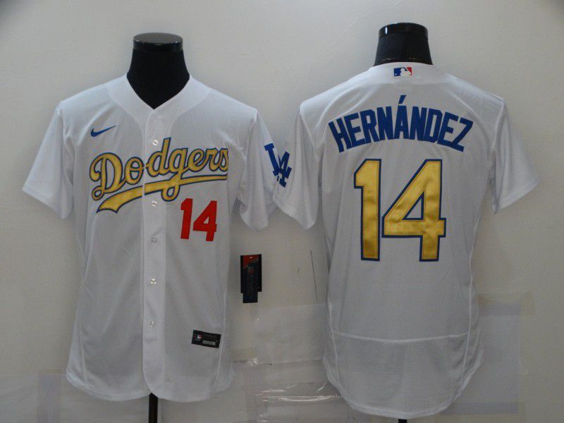 Men Los Angeles Dodgers #14 Hernandez White Elite 2024 Nike MLB Jersey style 1->cleveland indians->MLB Jersey